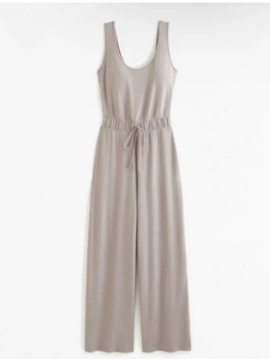 Abercrombie and Fitch Lounge Scoopneck Tan Jumpsuit - Picture 3 of 6
